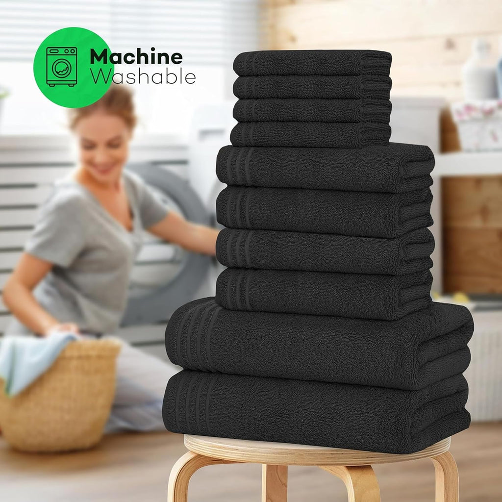 10 Piece Monaco Luxury Egyptian Cotton Towel Set 500 GSM with 4 Face Towels 4 Hand Towels 2 Bath Towels for Bathroom by OLIVIA ROCCO