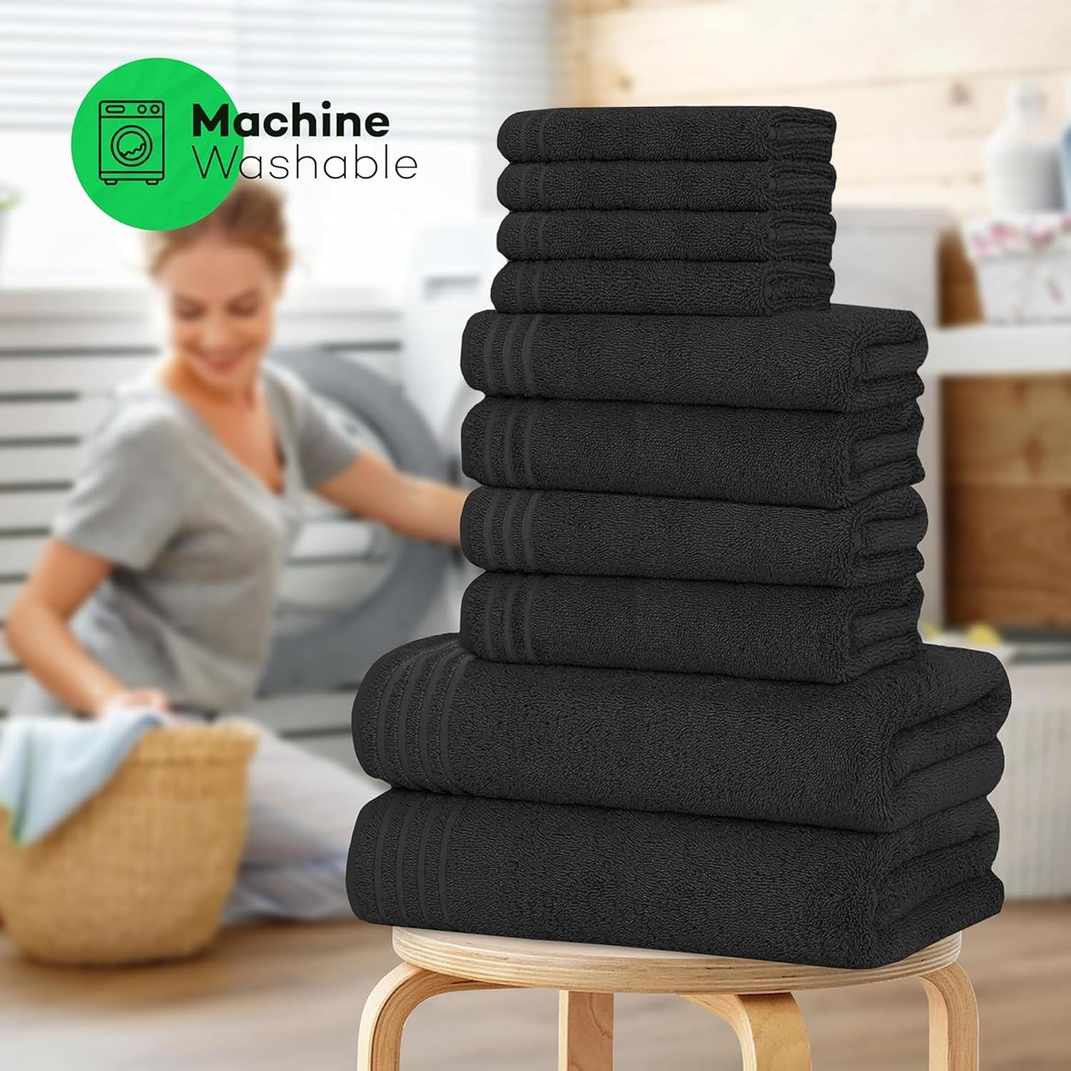 10 Piece Monaco Luxury Egyptian Cotton Towel Set 500 GSM with 4 Face Towels 4 Hand Towels 2 Bath Towels for Bathroom by OLIVIA ROCCO
