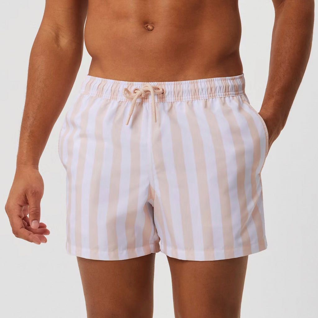 Loose Fitting Print Swimming Trunks With Pocket For Men