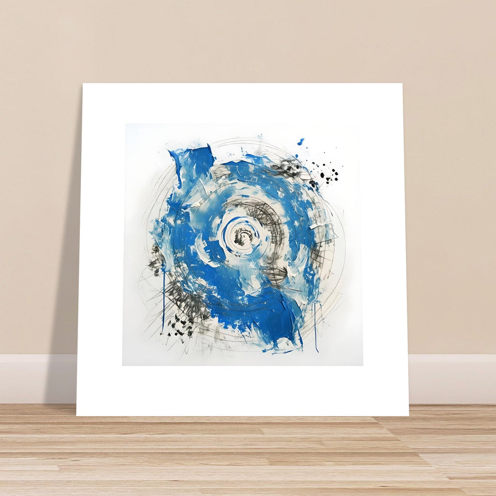 Abstract Blue & White Impasto Art Print – Modern Wall Poster