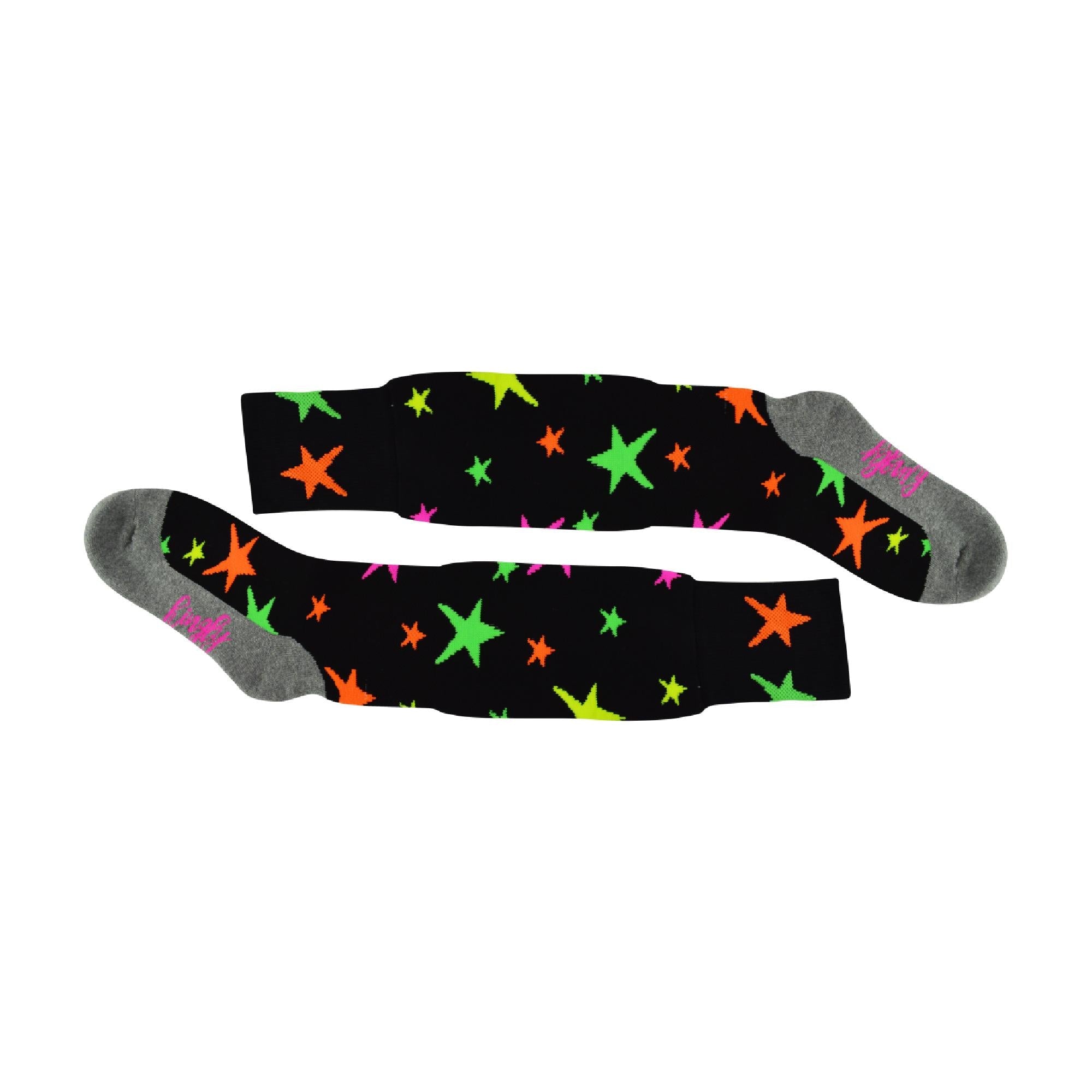 1 Pack Adults & Kids Knee High Fun Patterned Hockey Socks - Disco Stars