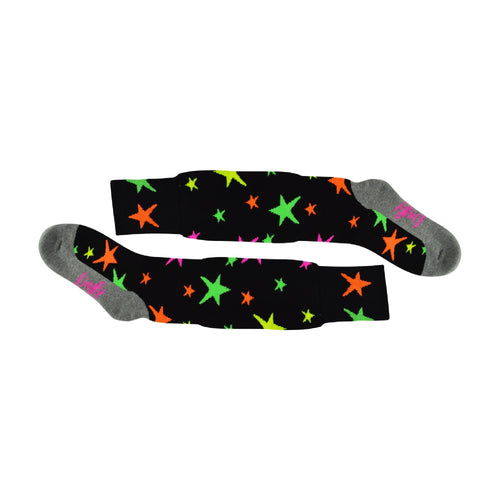1 Pack Adults & Kids Knee High Fun Patterned Hockey Socks - Disco Stars