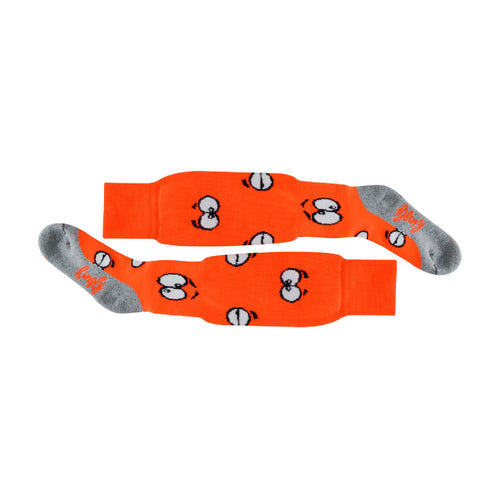 1 Pack Adults & Kids Knee High Fun Patterned Hockey Socks - Orange Eyes