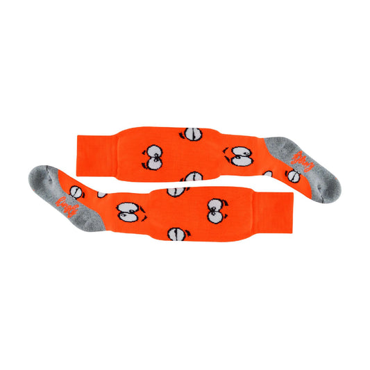 1 Pack Adults & Kids Knee High Fun Patterned Hockey Socks - Orange Eyes