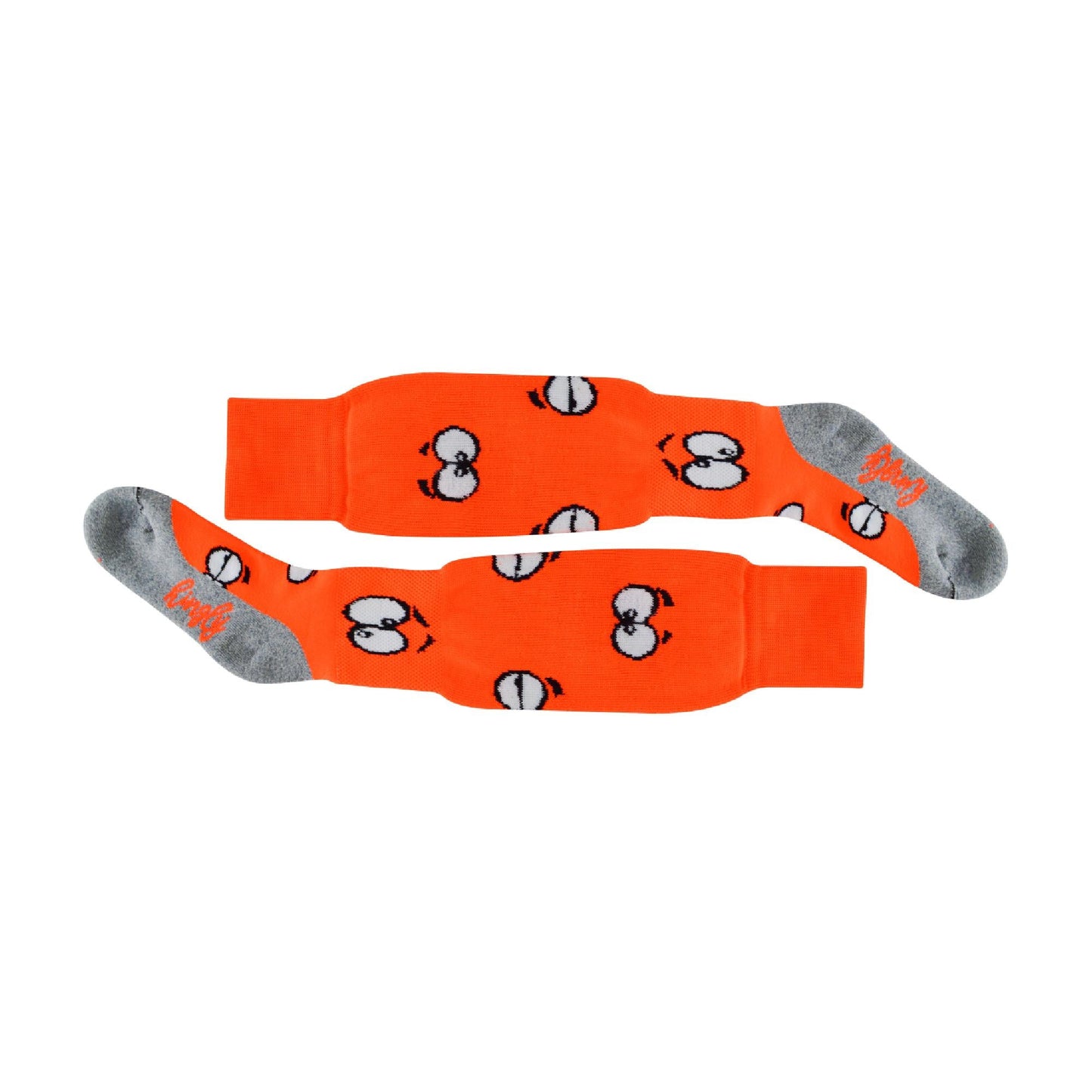 1 Pack Adults & Kids Knee High Fun Patterned Hockey Socks - Orange Eyes