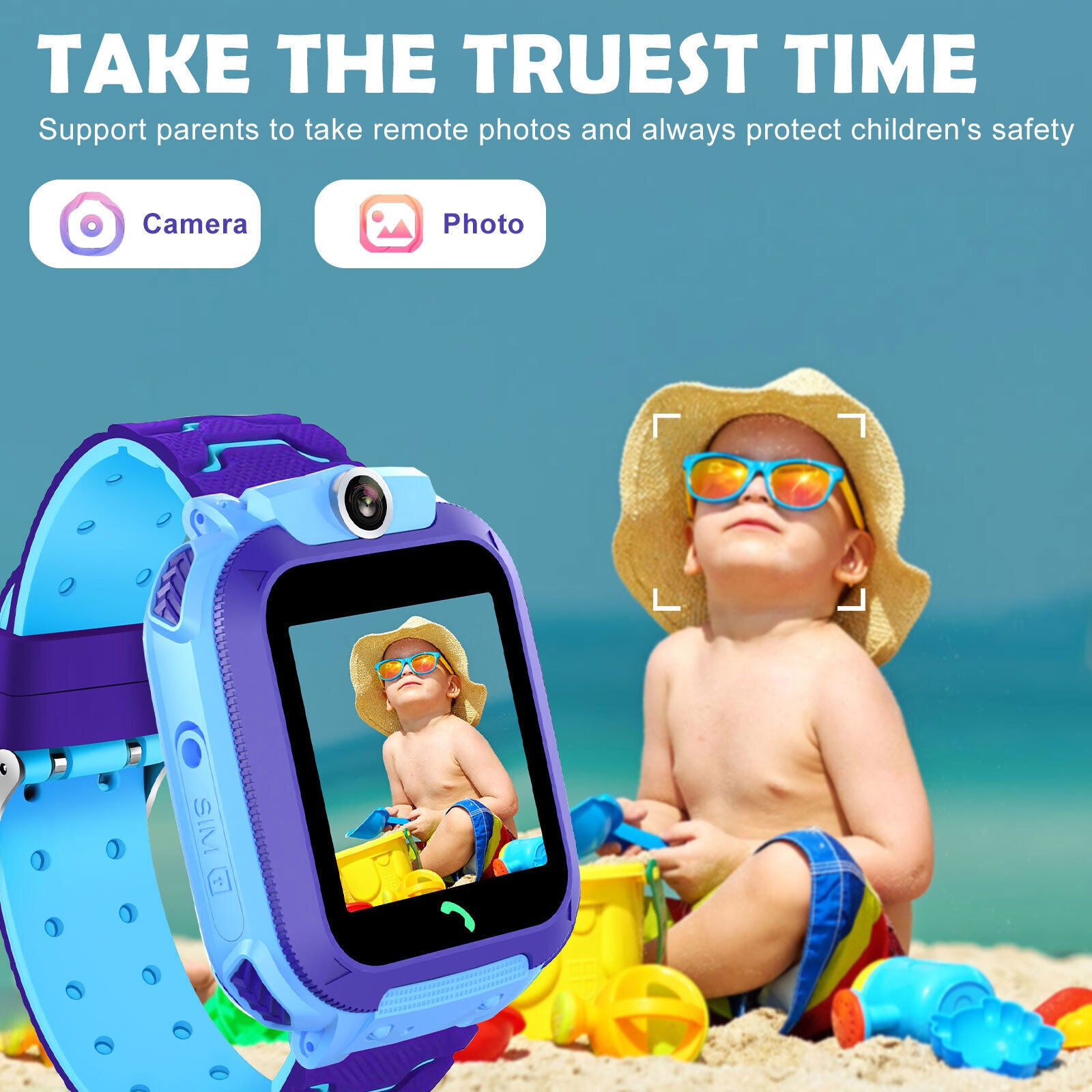 Kids 4G Smart Watch with SOS GPS Location, Sim Card Call, Camera, and Waterproof for IOS and Android 2025 - Charging, Wearable galaxy watch 7 Chip Clock