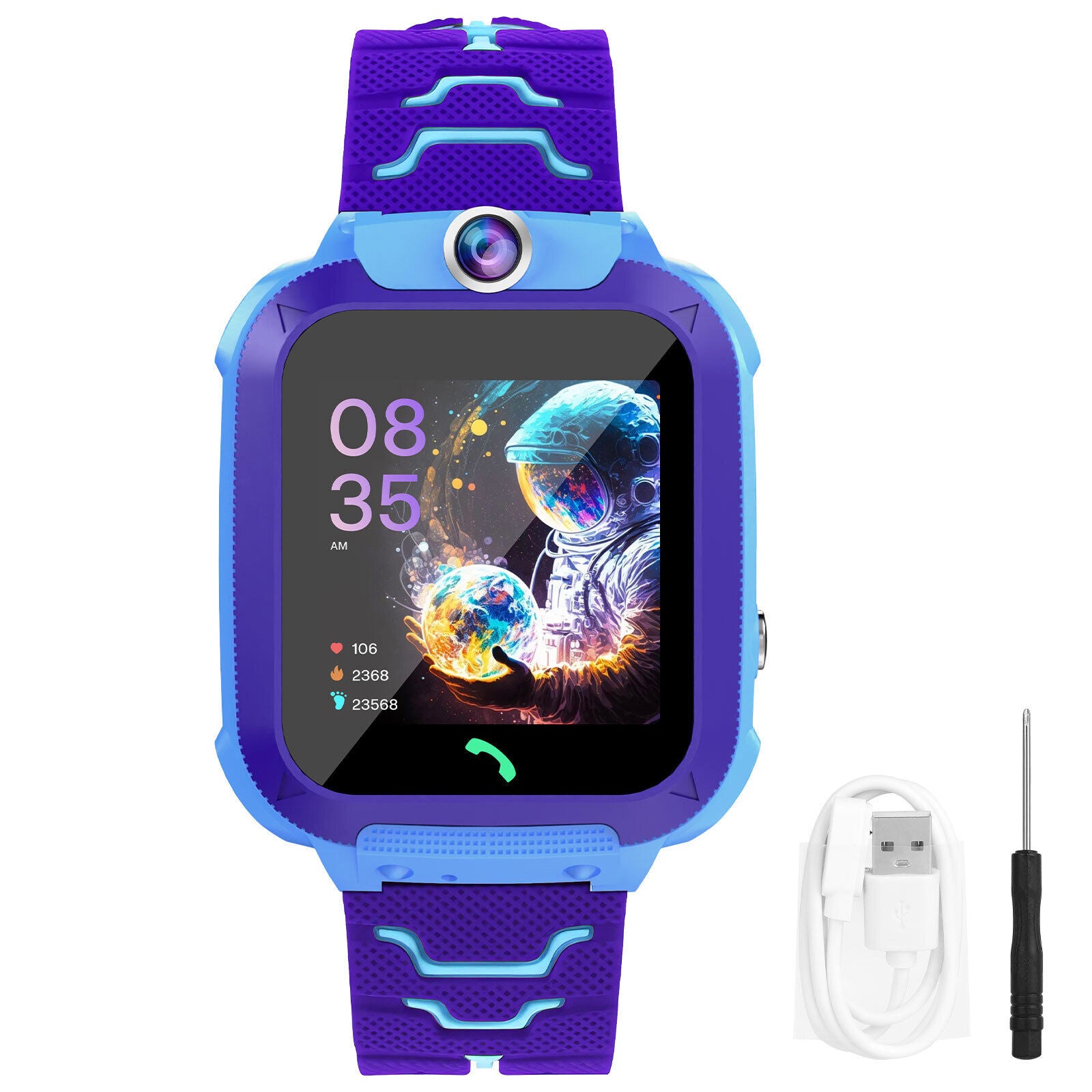 Kids 4G Smart Watch with SOS GPS Location, Sim Card Call, Camera, and Waterproof for IOS and Android 2025 - Charging, Wearable galaxy watch 7 Chip Clock