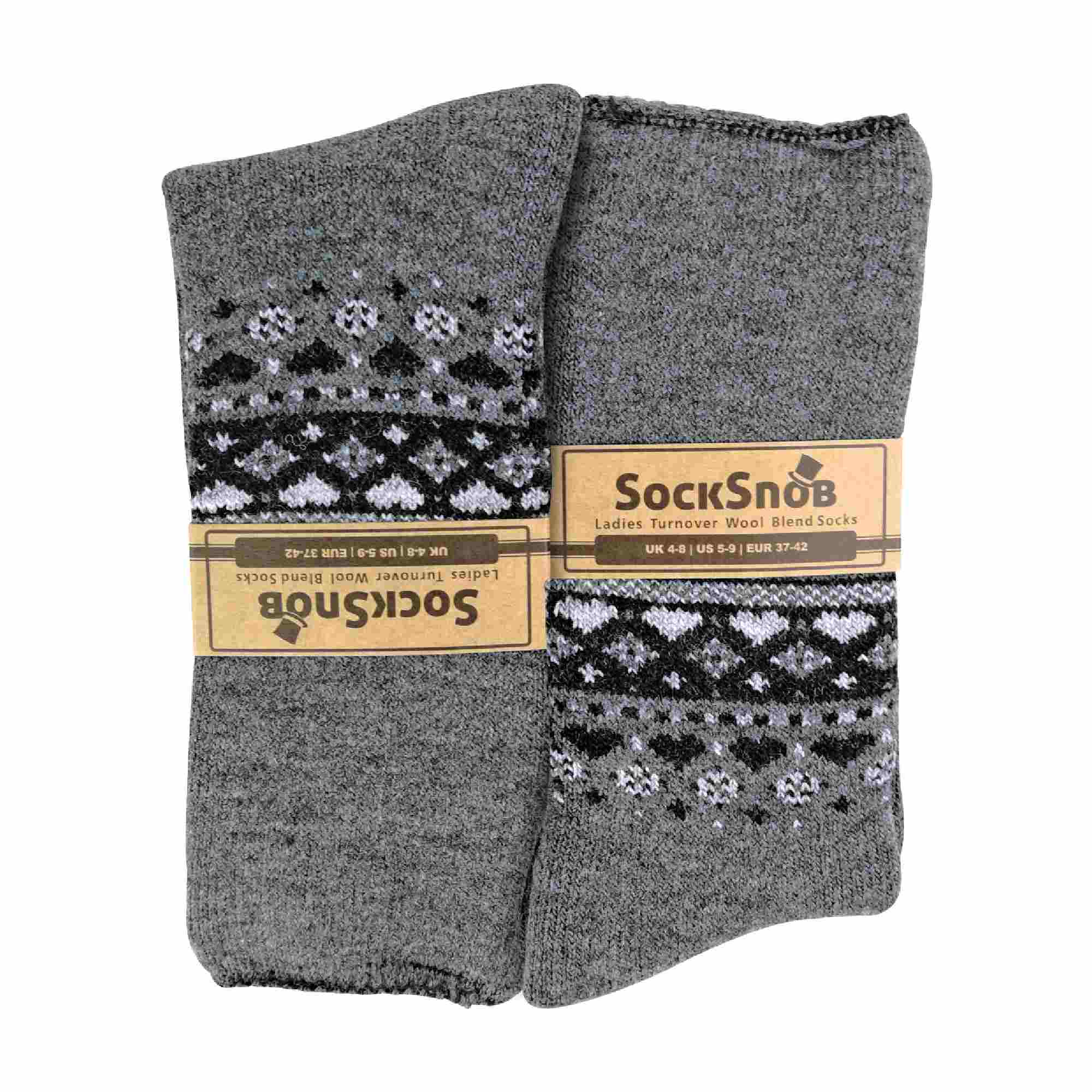 1 Pack Ladies Turn Over Top Warm Nordic Bed Socks for Winter