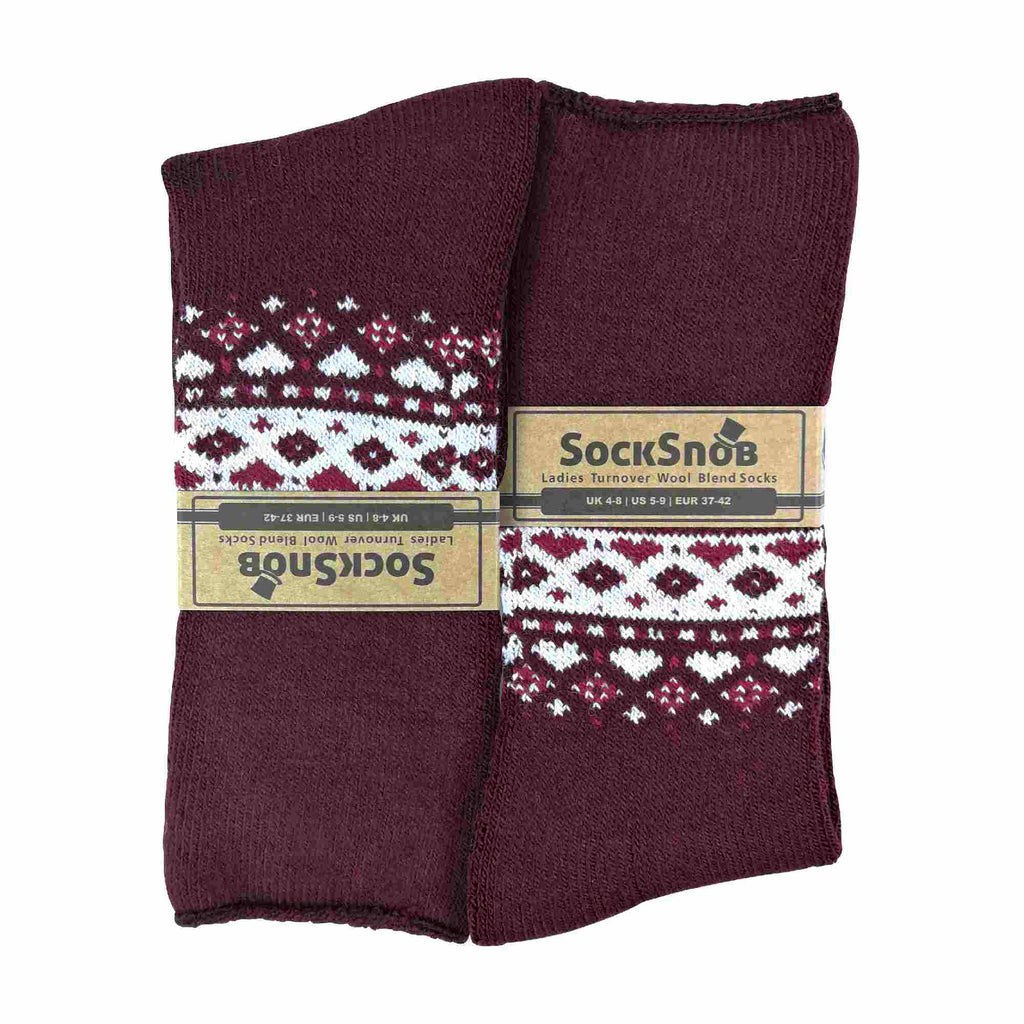 1 Pack Ladies Turn Over Top Warm Nordic Bed Socks for Winter