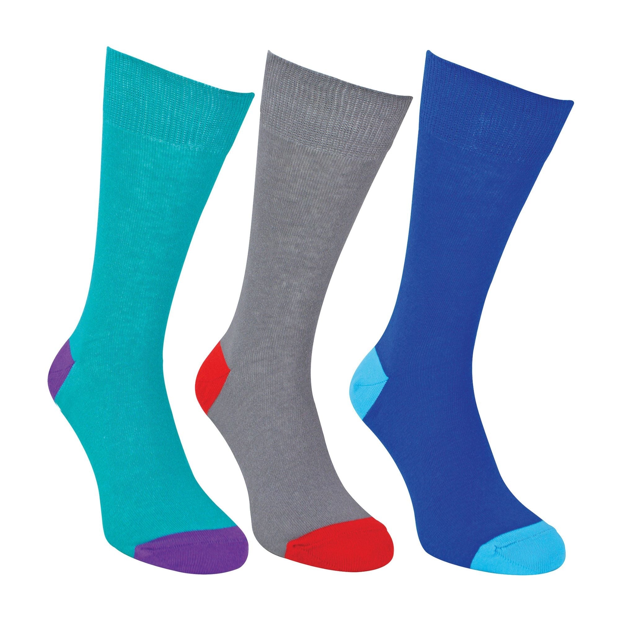 12 Pack Mens Soft Breathable Cotton Bulk Buy Contrast Heel & Toe Socks