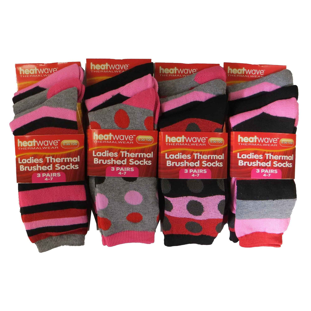 12 Pack Womens Thermal Winter Socks Extra Warm for Cold Weather High Insulation with 2.3 Tog Rating Perfect for Work Boots and Outdoor Activities by Heatwave Thermalwear