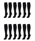 12 Pairs Girls Cotton Rich Long School Socks Durable Comfortable Breathable Sculpted Heels and Toes Sizes 9-12 12-3 4-6 Navy Grey Black White by Sock Stack