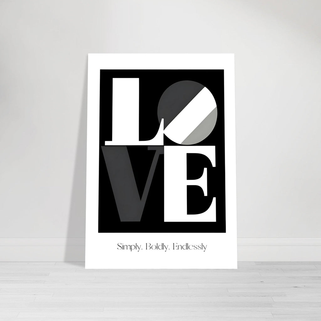 Modern LOVE Typography Wall Art – Bold Black and White Poster, Minimalist Monochrome Print, Romantic Home Decor Gift