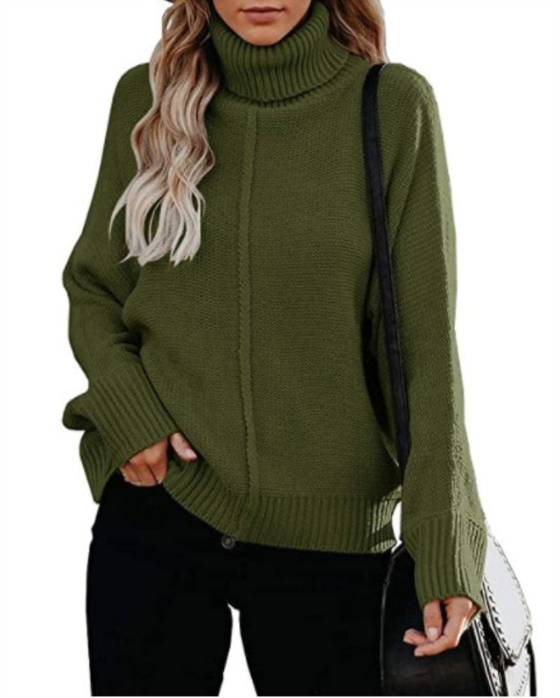 Turtleneck Loose OL Commuter Knit Sweater Plus Size Fashion Sweater Women