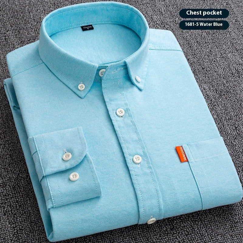 Men's Premium Oxford Cotton Shirt - Long Sleeve Button Down Dress Shirt