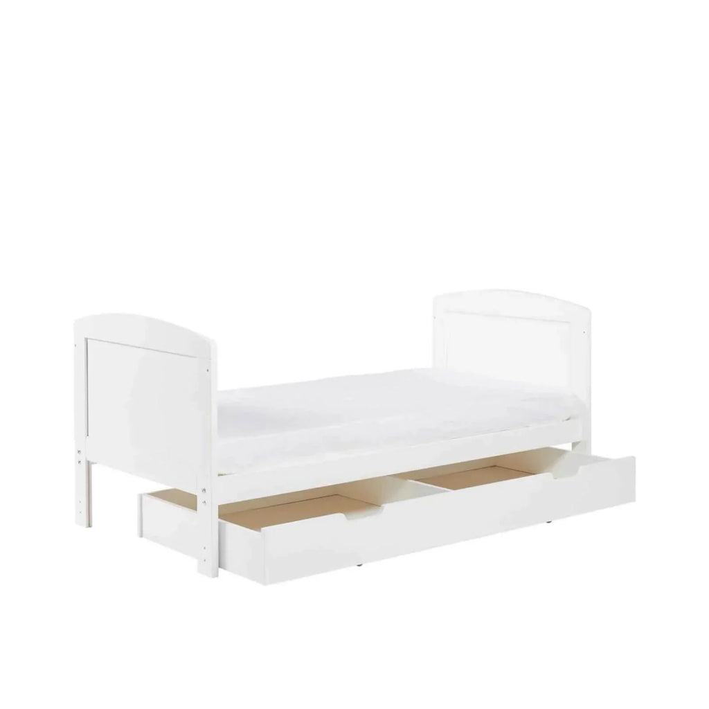 Ickle Bubba Coleby Scandi Cot Bed with Under Drawer Scandi White - Fibre Mattress
