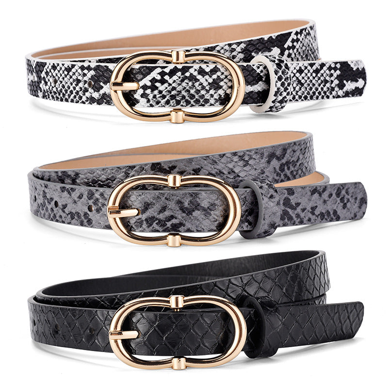 Versatile Snake Print Leather Belt For Women