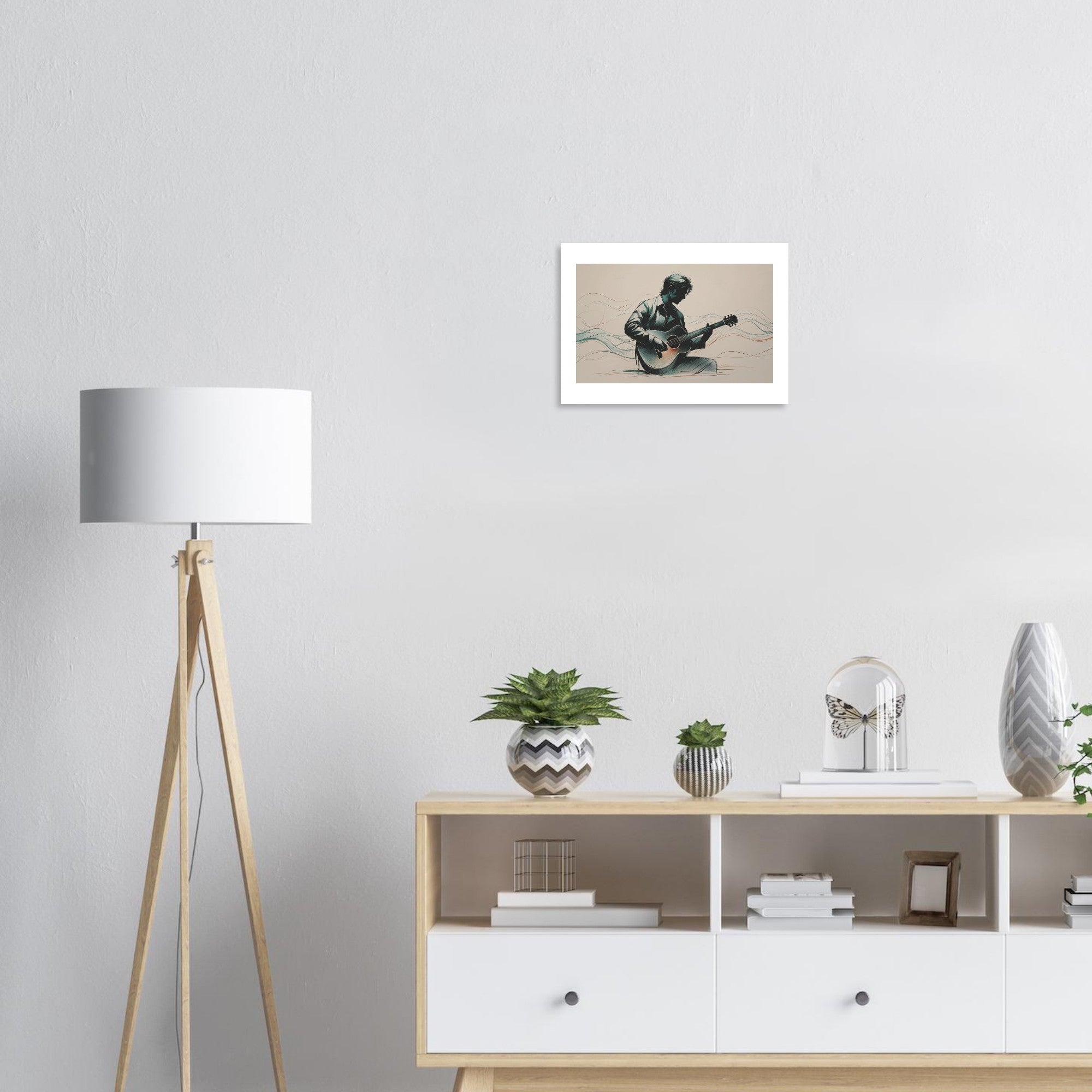 Elegant Guitar Player Wall Art - Abstract Acoustic Print