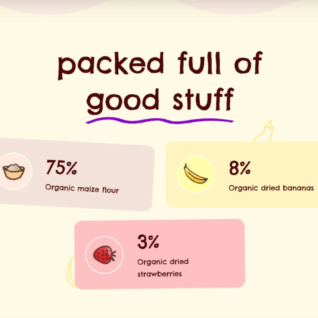 Ella's Kitchen Organic Strawberry & Banana Melty Puffs Baby Snack 6+ months 20g