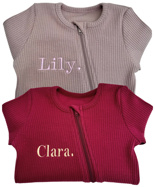 Claret Red Zip Sleepsuit