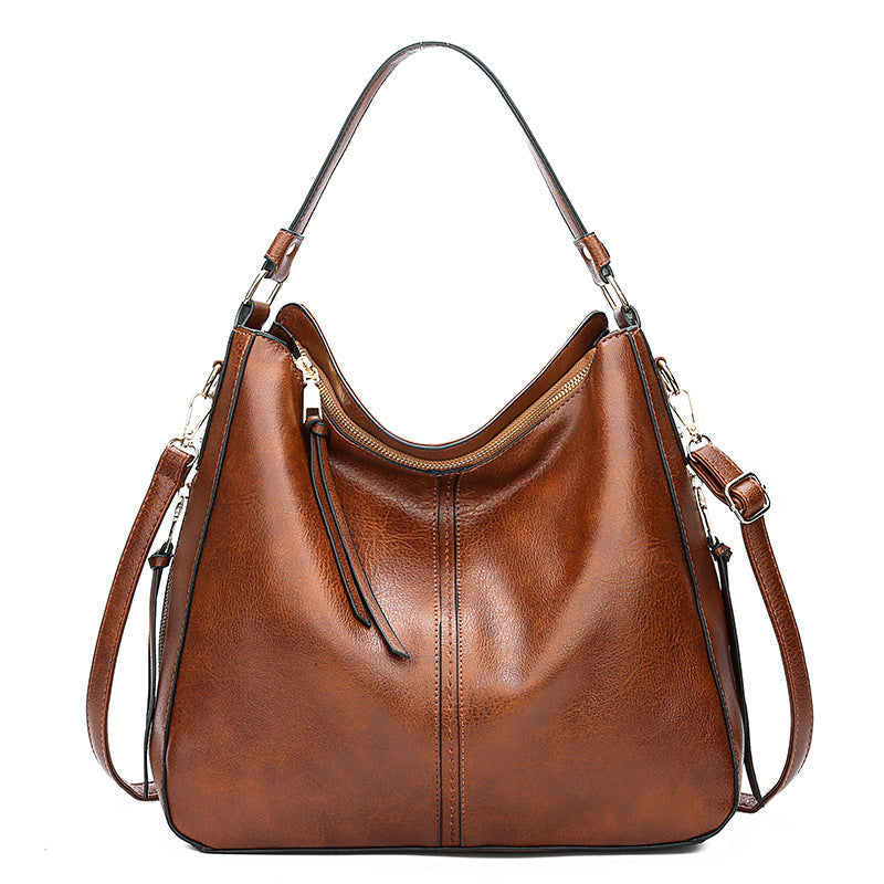 Hobos Zipper Bucket Bags With Adjustable Shoulder-strap Handbags Temperament High Capacity Messenger Shoulder Bag For Women