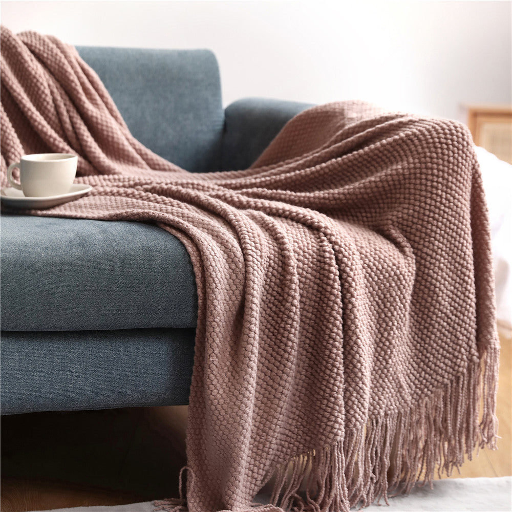 Pineapple Grid Knitted Sofa Blankets