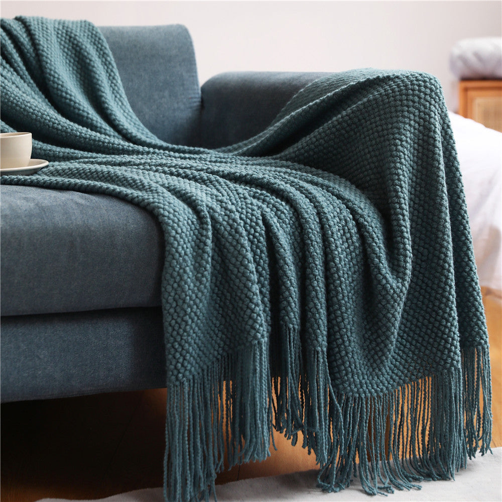 Pineapple Grid Knitted Sofa Blankets