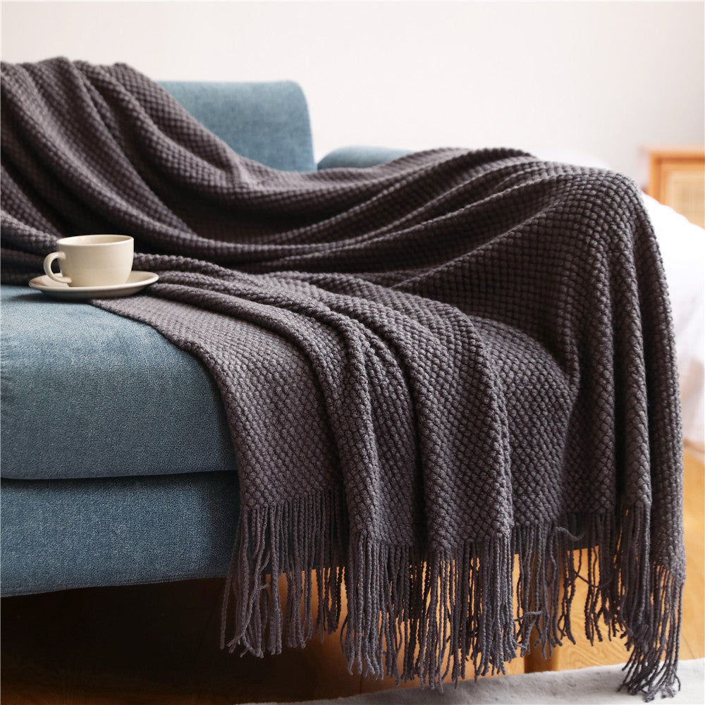 Pineapple Grid Knitted Sofa Blankets