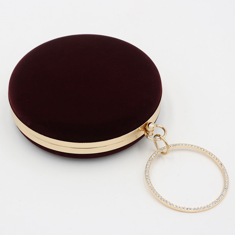 Velvet Oblate Round Banquet Bag