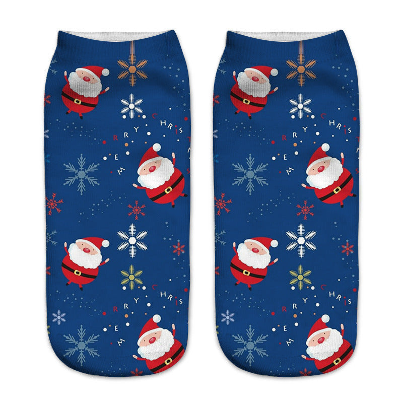 New 3D Printed Christmas Pattern Women's Boat Socks