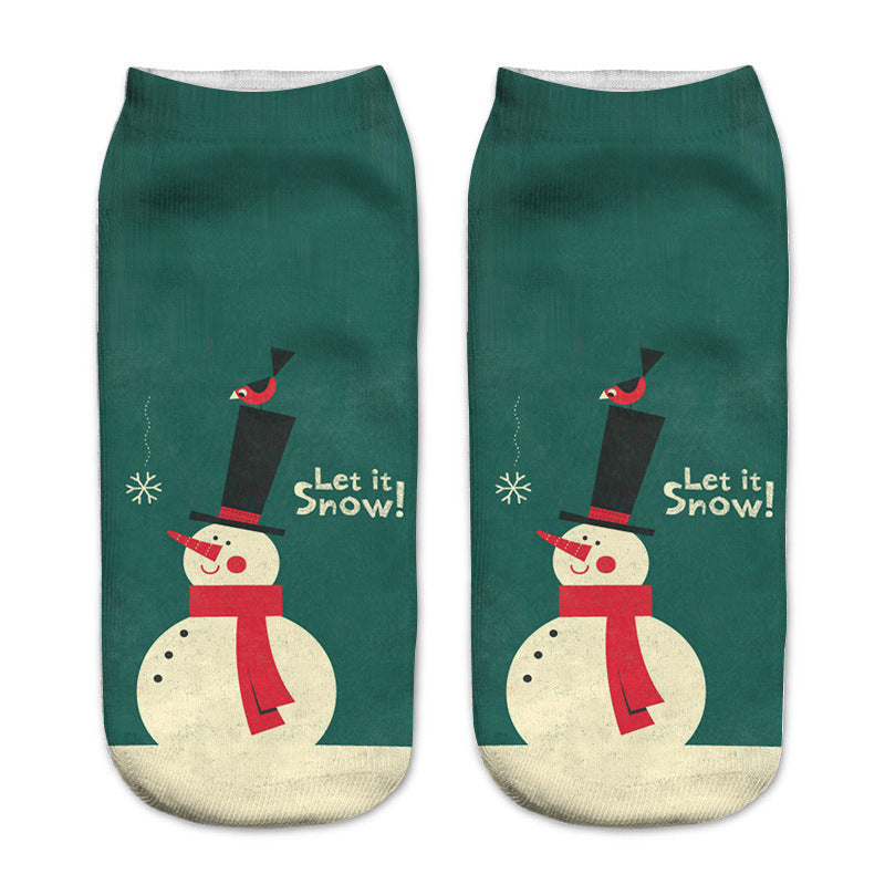 New 3D Printed Christmas Pattern Women's Boat Socks
