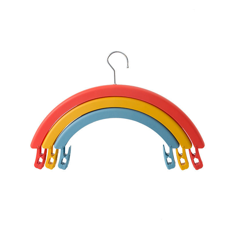 Clothes Rack Creative Rainbow Rotating Racks Multifunctional Three-layer Bed Sheet Drying Rack Clothes Hanger With Pants Clip