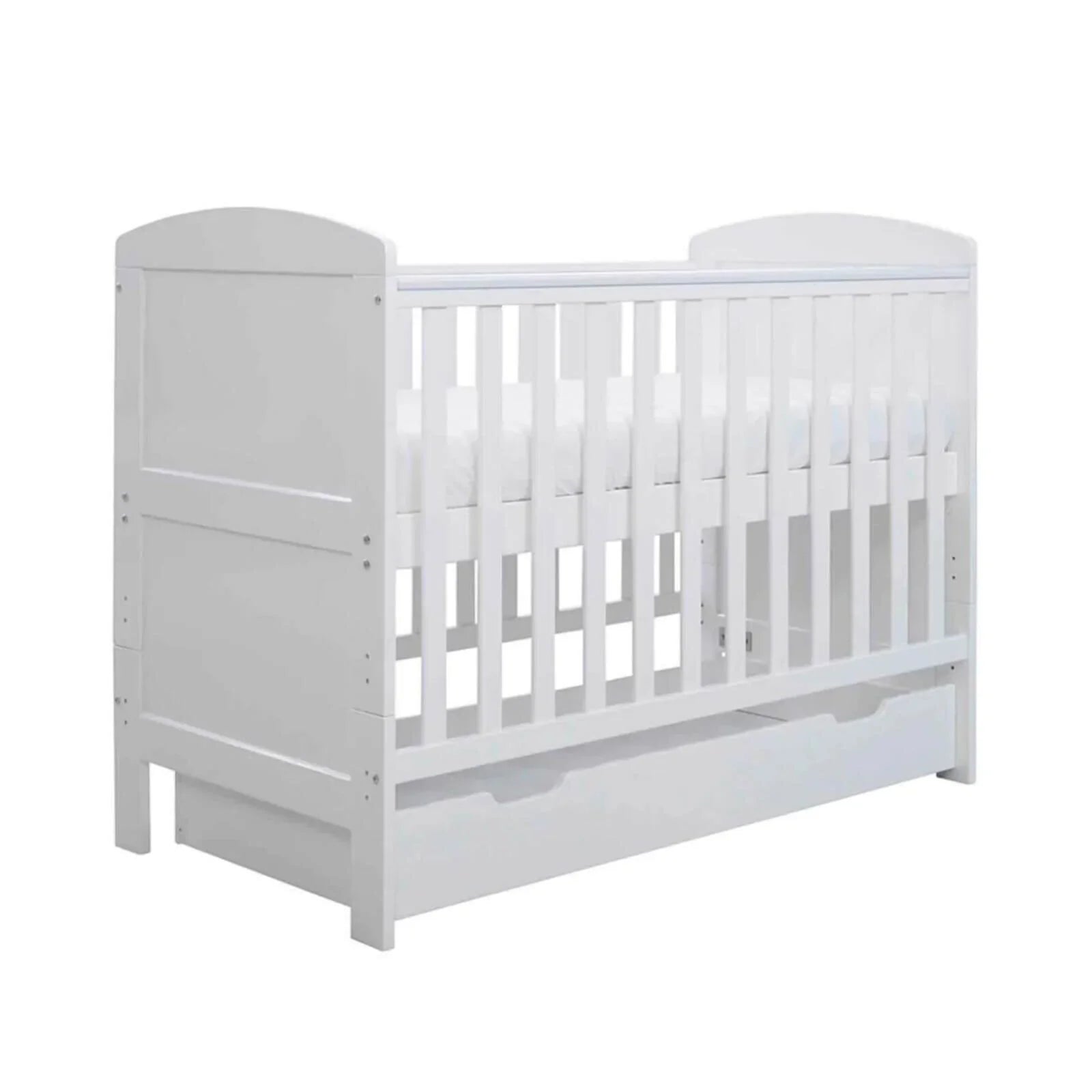 Ickle Bubba Coleby Mini Cot Bed & Under Drawer White - Premium Sprung Mattress