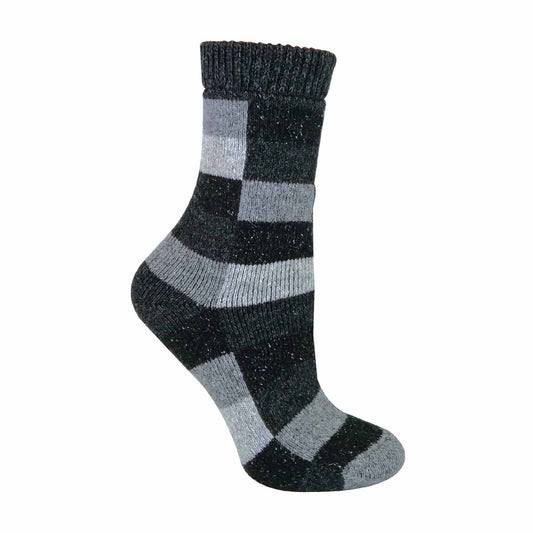 1 Pack Ladies Checkered Patterned Wool Blend Socks