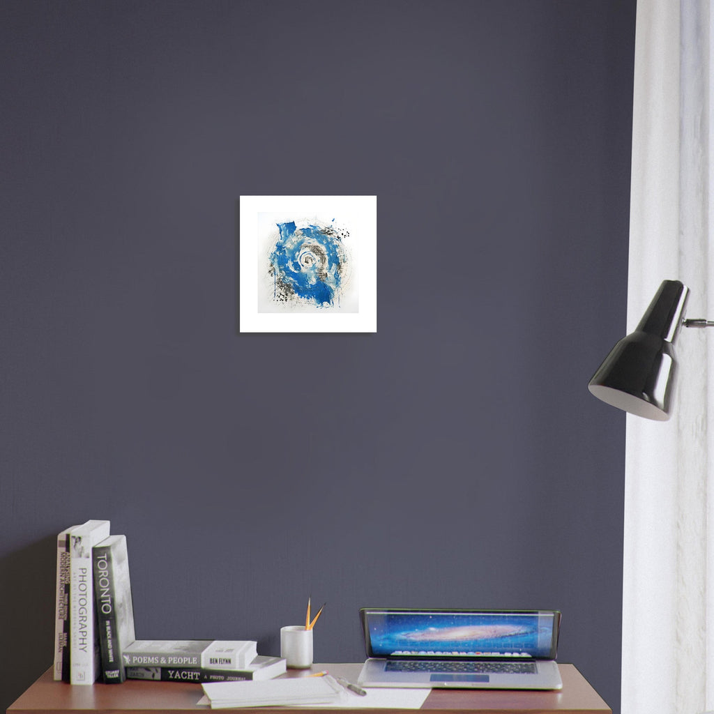 Abstract Blue & White Impasto Art Print – Modern Wall Poster