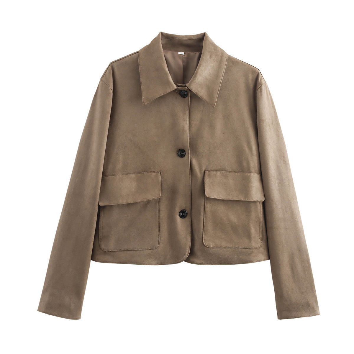 Women's Fashion Retro Long-sleeved Lapel Suede Fabric Jacket Coat