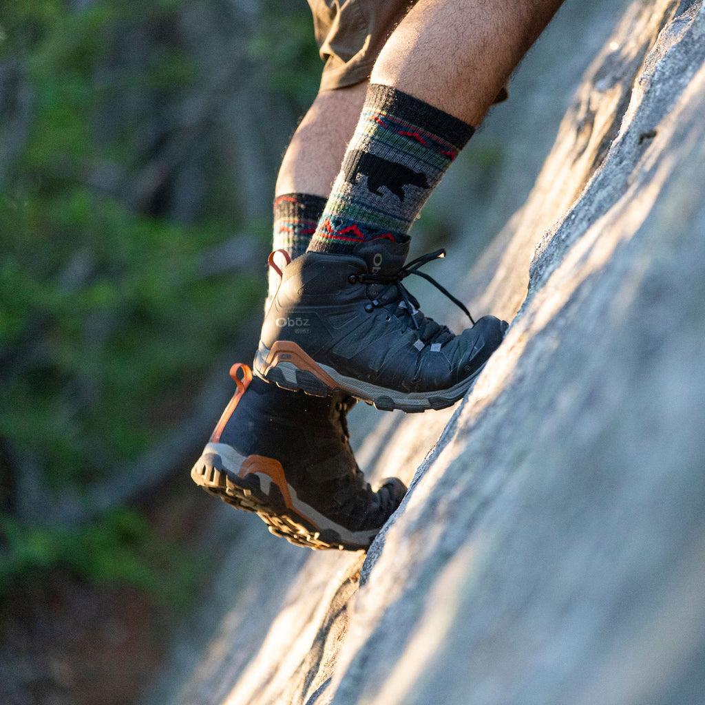 Mens Merino Wool Boot Midweight Seamless Patterned Hiking Socks