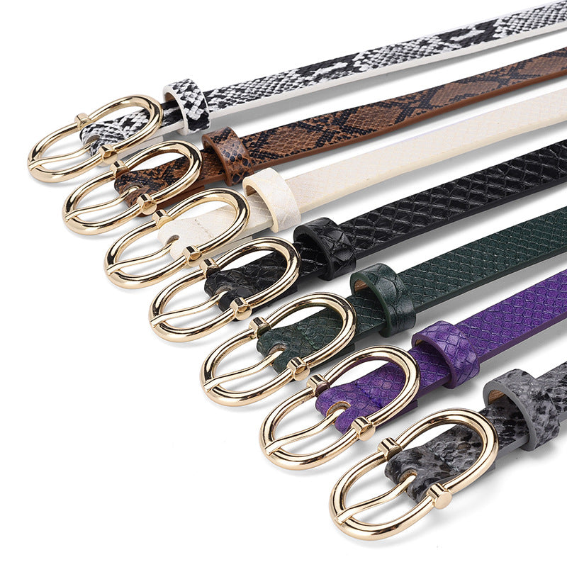 Versatile Snake Print Leather Belt For Women