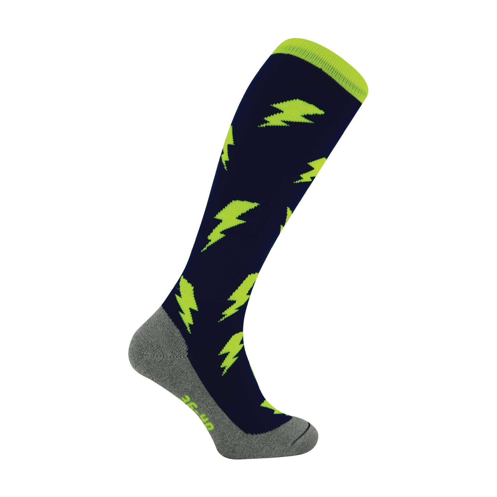 1 Pack Adults & Kids Knee High Fun Patterned Hockey Socks - Lightning Bolts