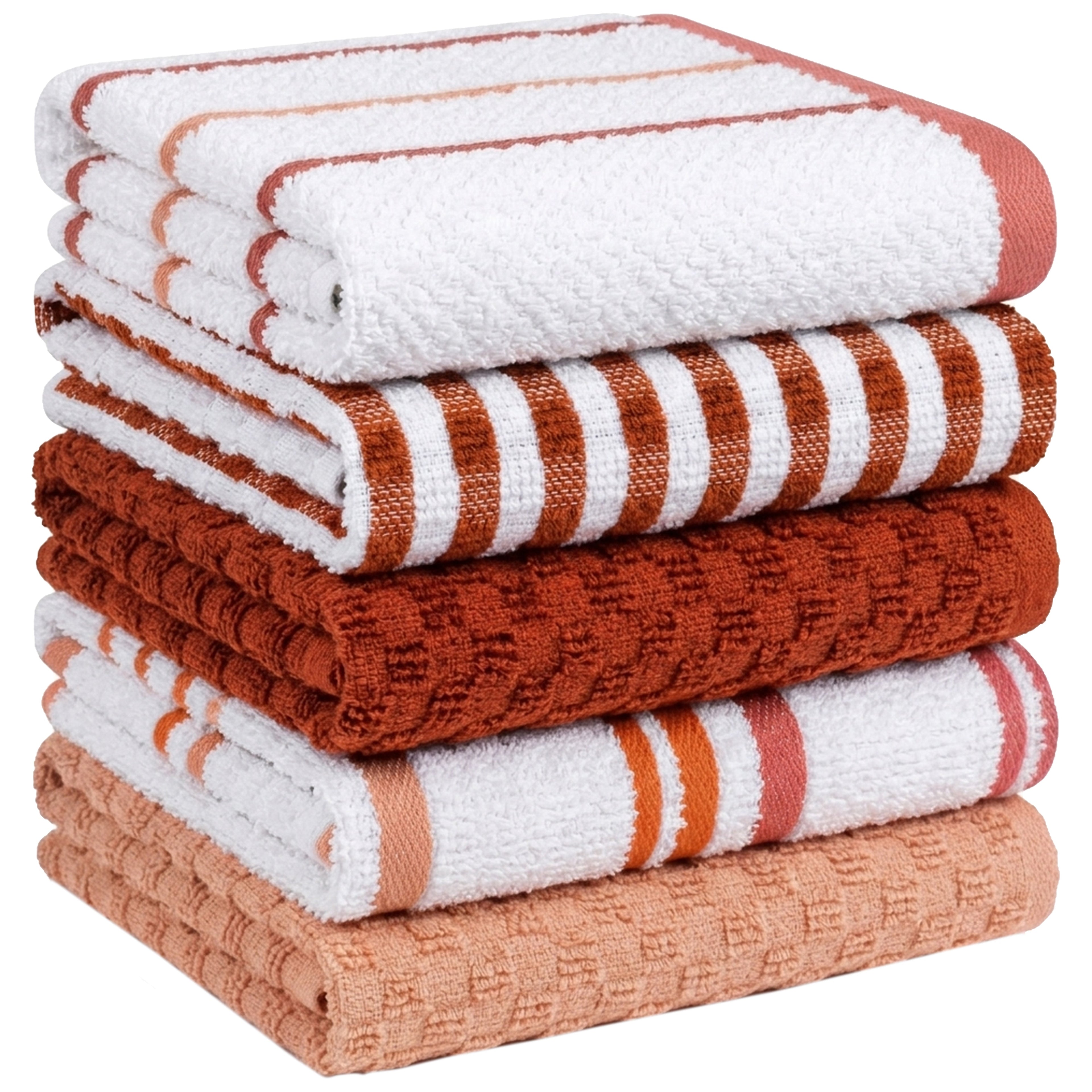 5 Pack Super Absorbent Check Quick Drying Cotton Terry Kitchen Tea Towels Durable Versatile Dish Towels for Home and Professional Use 45cm x 65cm by OLIVIA ROCCO