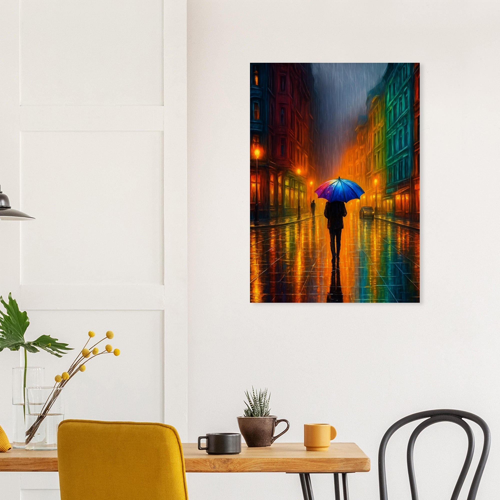 Reflections in the Rain Wall Art – Moody Urban Street Scene Poster