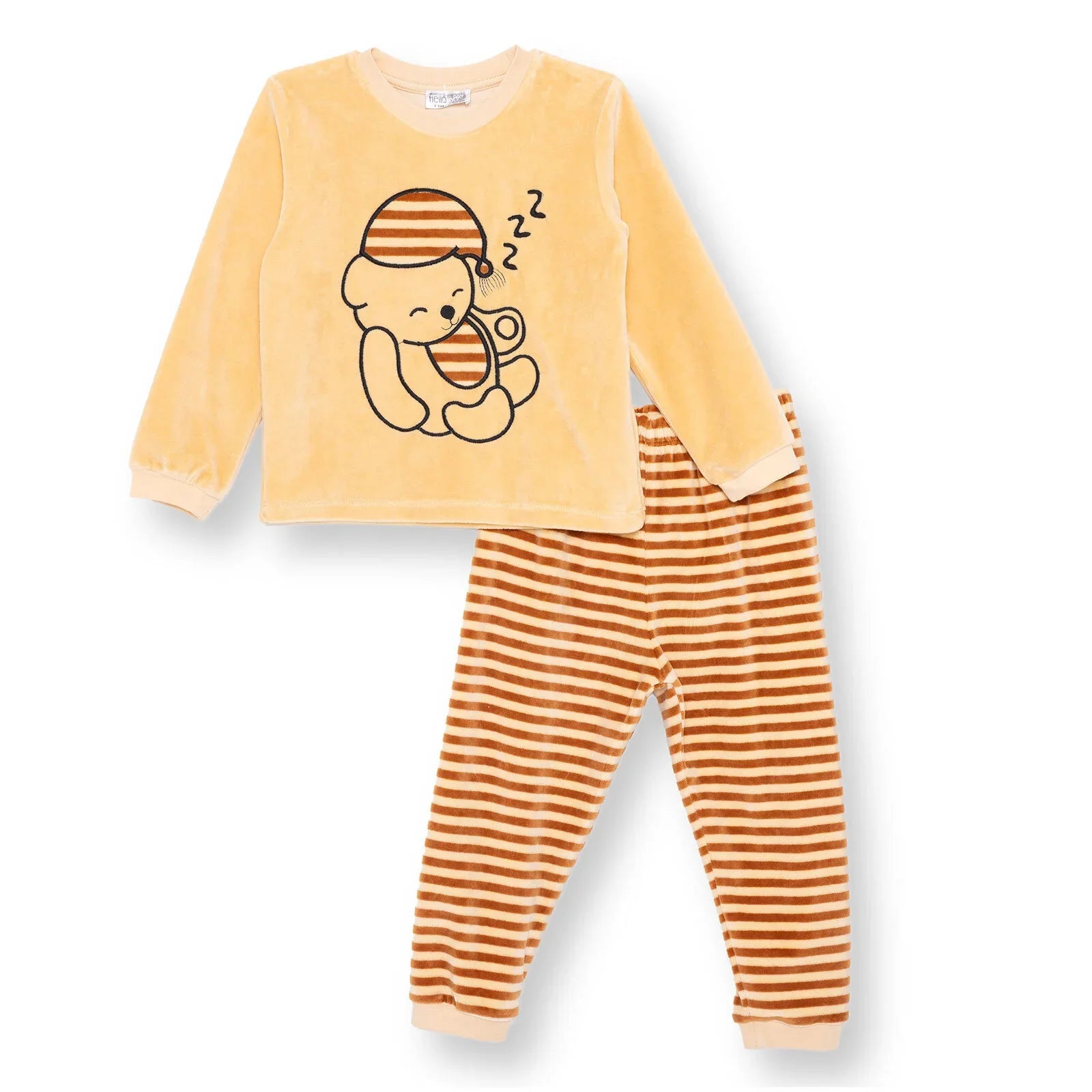 HelloBaby Velvet Pyjama Set Light Brown