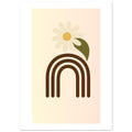 Minimalist Floral Print - Abstract Daisy Poster - Earthy Brown Boho Wall Art