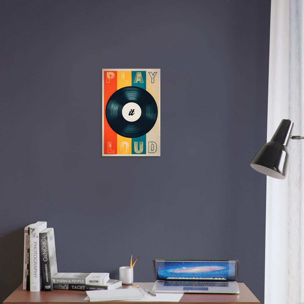 Retro Vinyl Record Wall Art Poster – ‘Play It Loud’ Music Decor