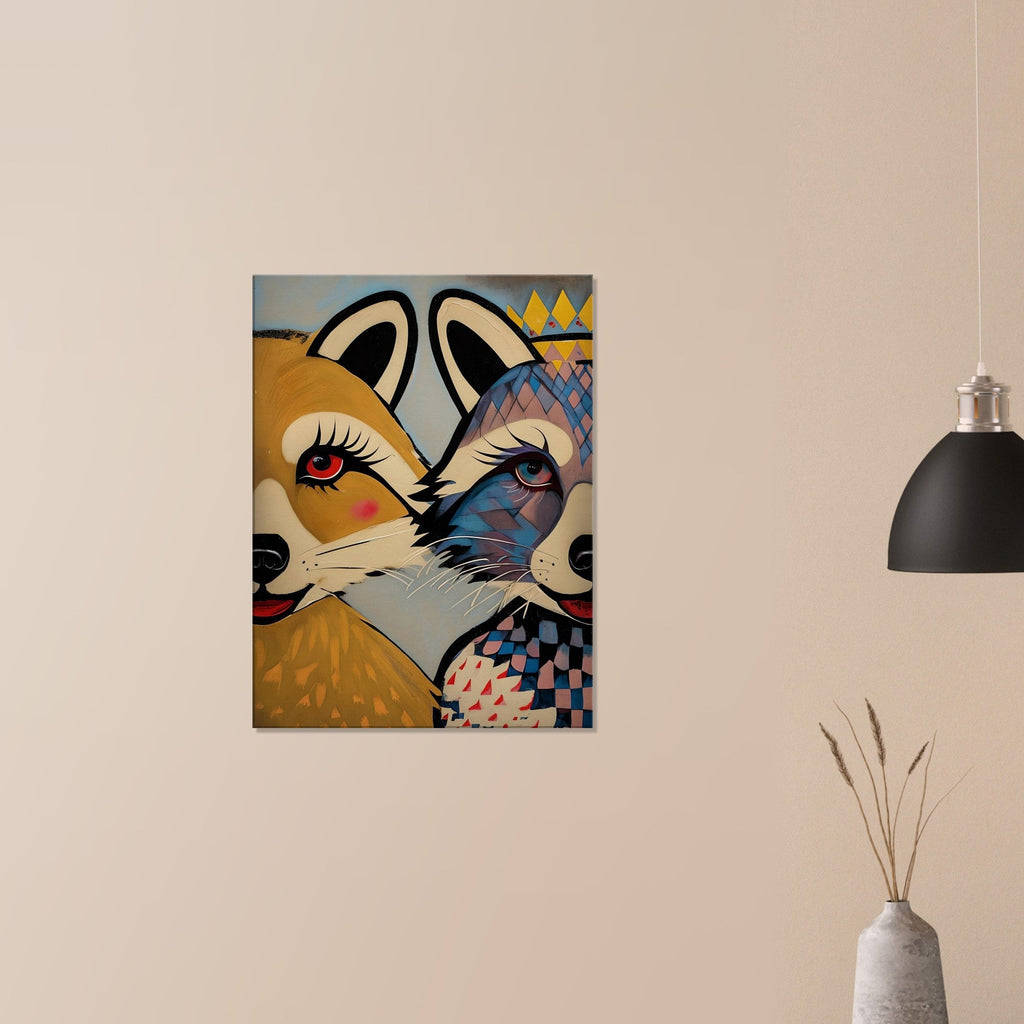 Stylized Raccoons Canvas Print  – Abstract Expressionist Canvas Wall Art