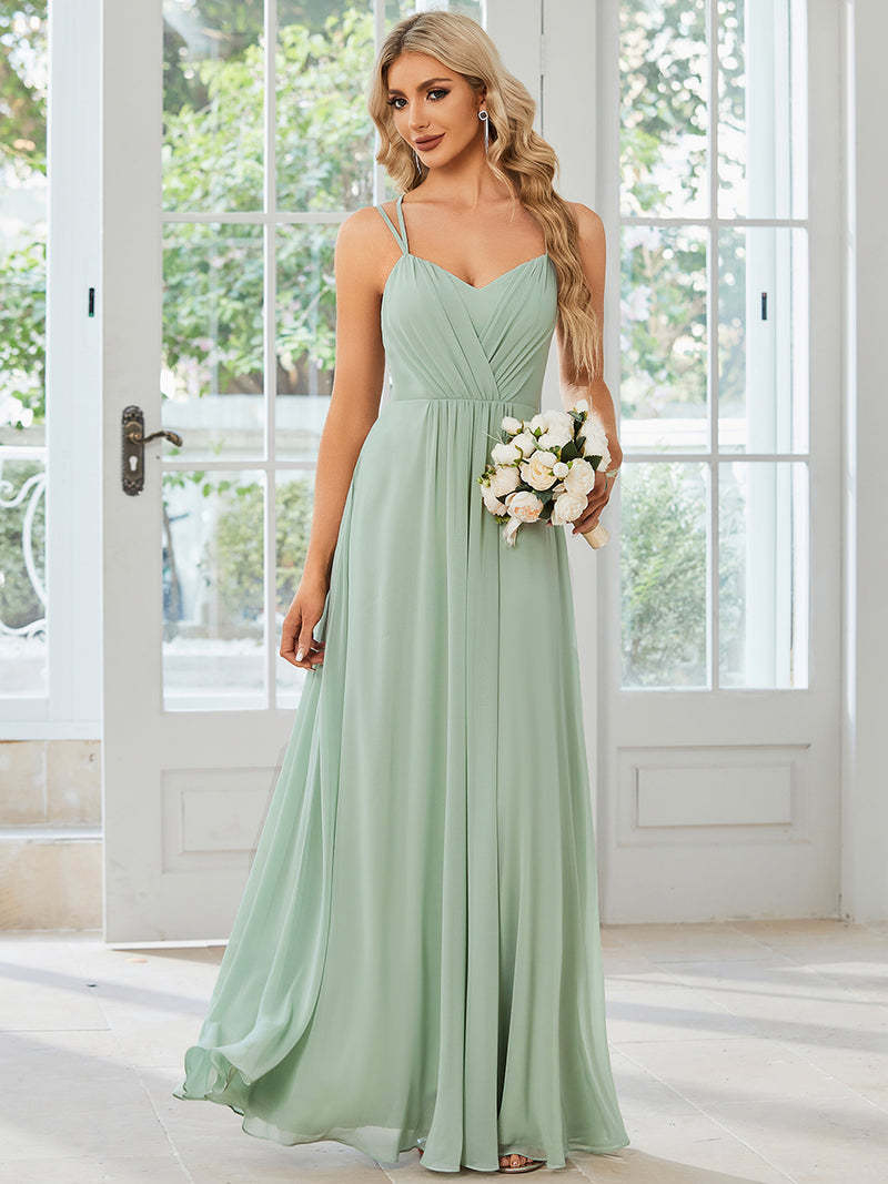 Sling Banquet Temperament Long Pleating Dress