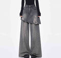 Two-Tone Vintage Wash Straight Leg Jeans – High Waist Denim