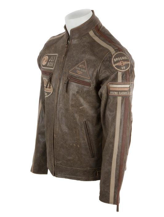 CXUS Men's Racing Biker Jacket - Desert Tan