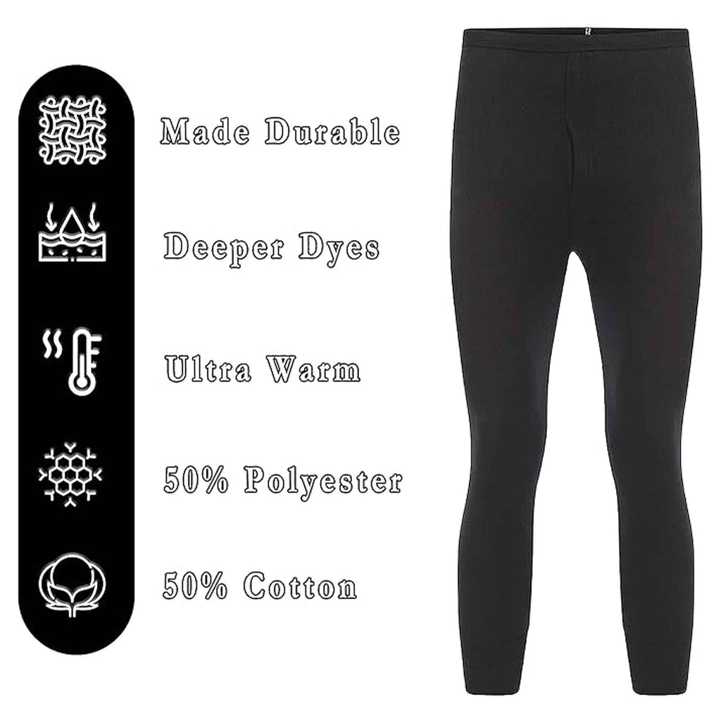 2 Pack Boys Thermal Trousers Long Johns Black Baselayer for Schoolwear Camping Skiing High-Quality Moisture-Wicking Comfortable Fit Elastic Waistband Durable Winter Wear Ages 3-15 by Heatwave Thermalwear