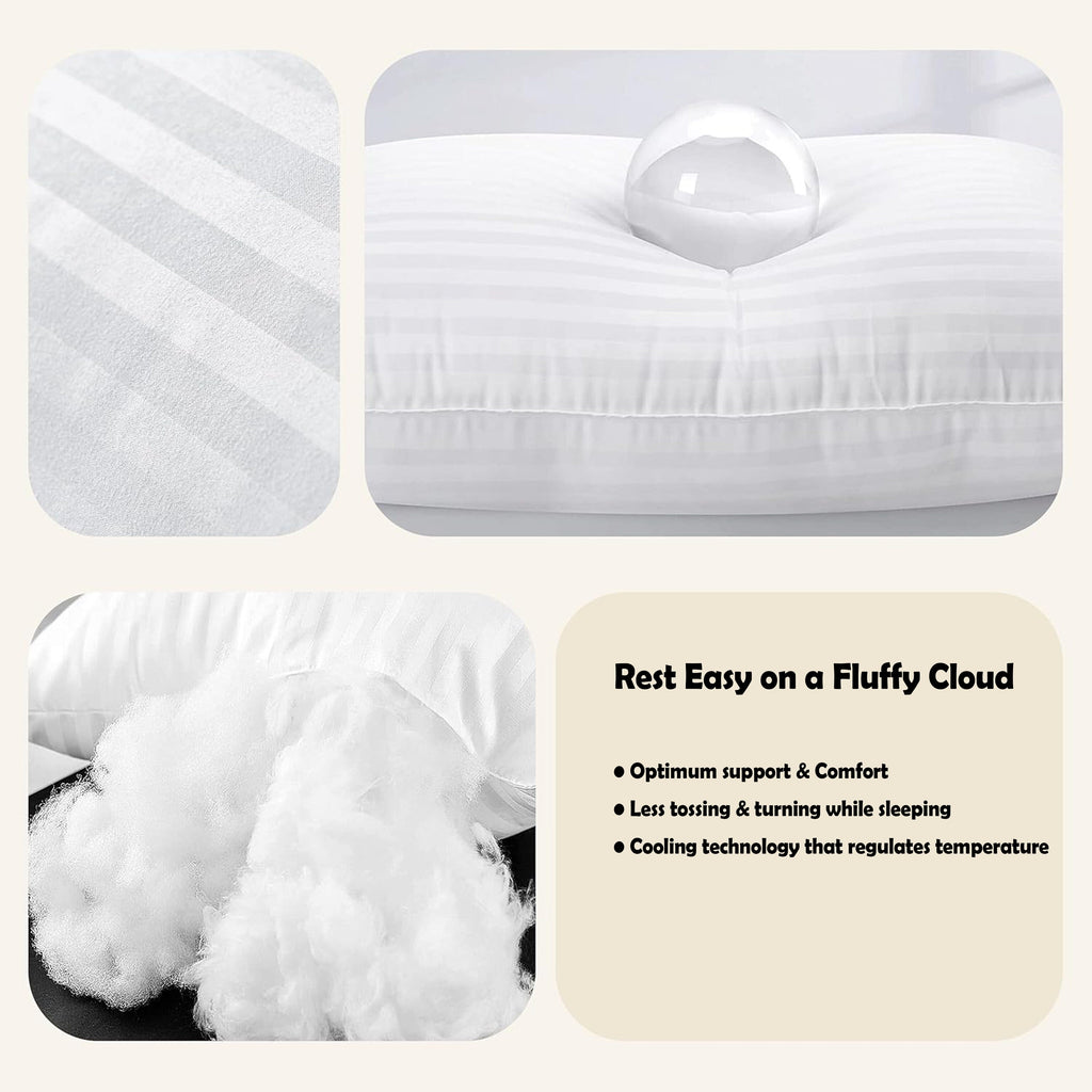 2 Pack Luxury Hotel Pillows Hypoallergenic Hollowfibre Soft Medium Support for Comfortable Sleep by OLIVIA ROCCO